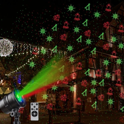 Da luz verde vermelha do partido do laser do Natal tomada exterior na luz impermeável da projeção IP65